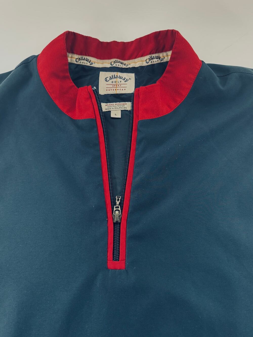 Vintage Callaway Golf Men's L Navy Red 1/4 Zip Windshirt Vest